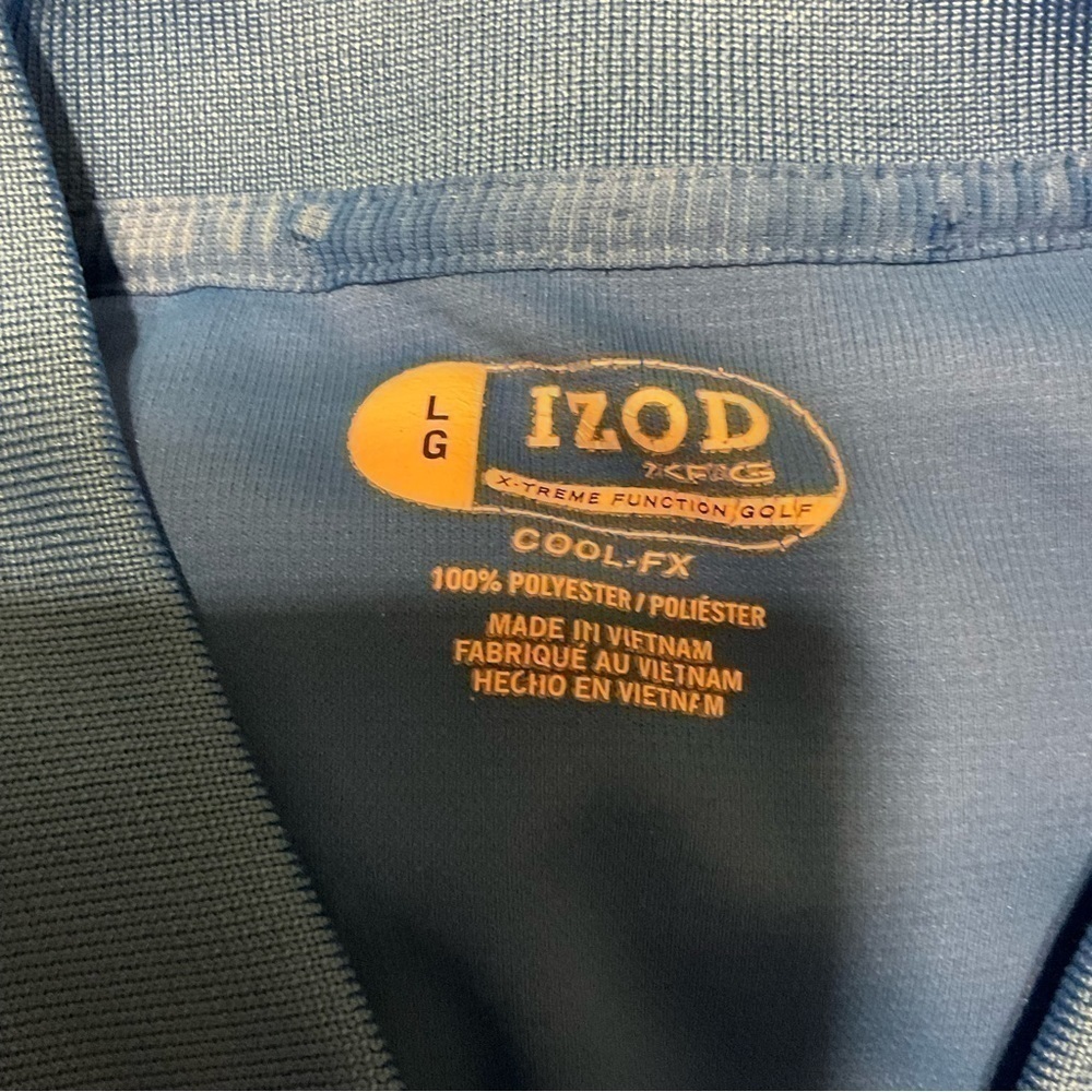 Men’s used size L large cool fx IZOD golf blue polo shirt Pre own items are - Picture 2 of 4